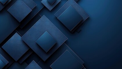 Wall Mural - Abstract dark blue background with shiny geometric shape graphic. 