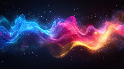Poster - A vibrant abstract wave of colors representing energy and movement in a cosmic setting.