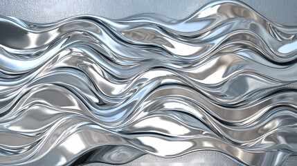 Wall Mural - Liquid Metal Abstract: Silver Waves 