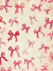 Leinwandbilder - Whimsical hand drawn Valentines Day design featuring playful bows and ample space for text. Generative AI