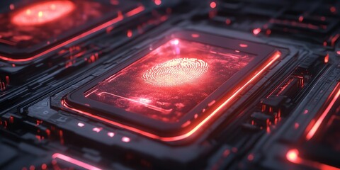Aufkleber - A futuristic interface displaying a glowing fingerprint on a tech-inspired background.