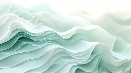 Wall Mural - Serene Aqua Waves: Abstract layers of soft, flowing teal and white create a calming, minimalist design. Perfect for backgrounds, websites, or presentations. 