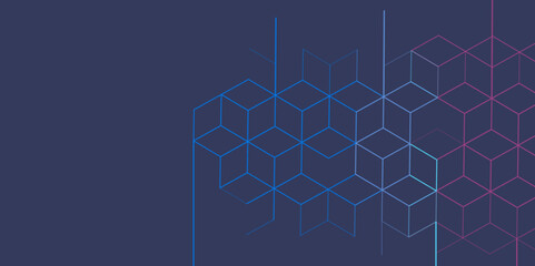 Leinwandbilder - Abstract geometric blue background with hexagon shape pattern. abstract simple hexagonal elements. Creative idea for medical, technology, chemistry, science design background, Vector illustration. 