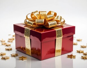 Wall Mural - gift box with golden ribbon