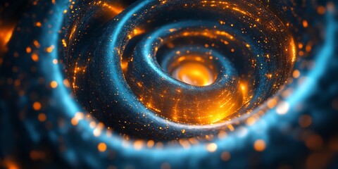 Poster - A swirling cosmic vortex with glowing particles, evoking a sense of depth and mystery.