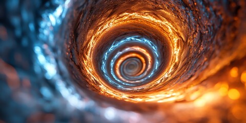 Poster - A mesmerizing swirling vortex of blue and orange light.