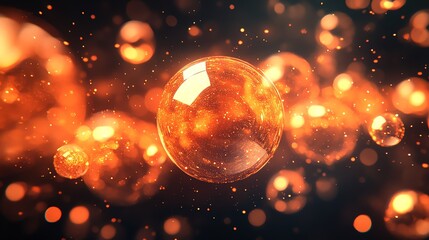 Poster - A vibrant abstract representation of glowing bubbles in a dark background.