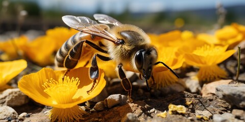 Canvas Print - bee on a flower