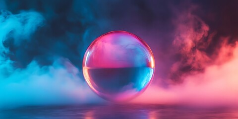 Poster - A luminous sphere surrounded by colorful fog, creating a mystical atmosphere.