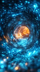 Poster - A swirling tunnel of vibrant blue and orange light, evoking a sense of cosmic travel.