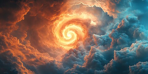 Poster - A swirling cosmic scene with vibrant orange and blue clouds, evoking a sense of wonder.