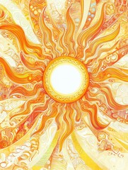 Aufkleber - Bright sun doodle radiating warmth with pancake like rays in a creative abstract style. Generative AI