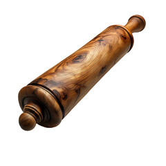 Authentic wooden rolling pin isolated Transparent Background.