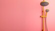 © Creative Library  - Modern Yellow Shower Fixtures Against Soft Pink Background