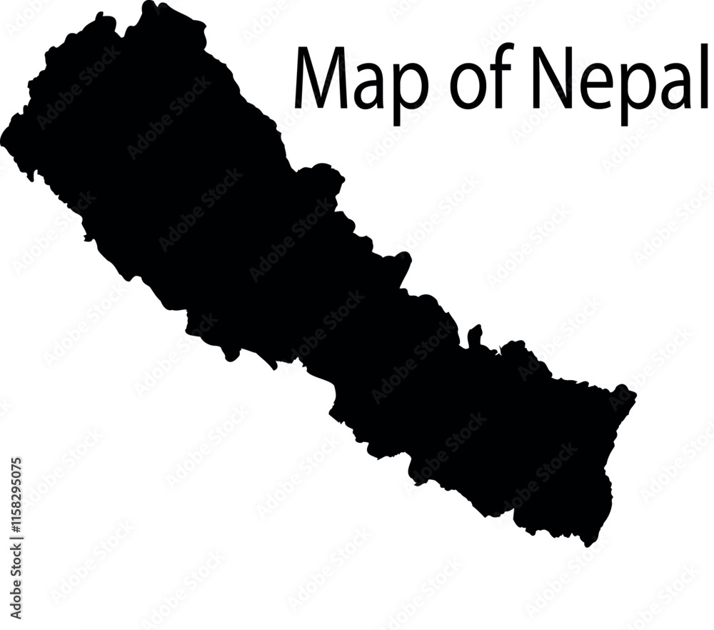 black map of nepal vector illustration Stock Vector | Adobe Stock