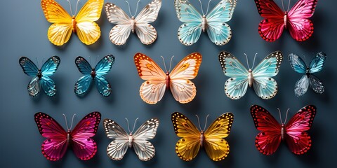 Wall Mural - collage of colorful butterflies