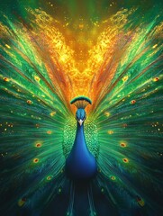 Aufkleber - Displaying vibrant peacock tail feathers in a colorful fan like arrangement with bright hues and mesmerizing patterns. Generative AI