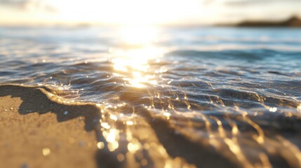 Wall Mural - Serene Waters with Shimmering Sunlight on Beach