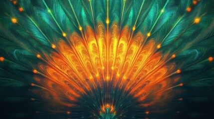 Aufkleber - Vibrant display of peacock tail feathers showcasing intricate patterns with colorful hues and ample copy space. Generative AI