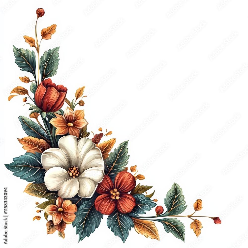 Design of floral vignette illustration isolated on white background ...