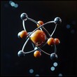 © Ravi - 3d model of an atom with electrons orbiting the nucleus, symbolizing atomic structure and quantum physics, Generative Ai
