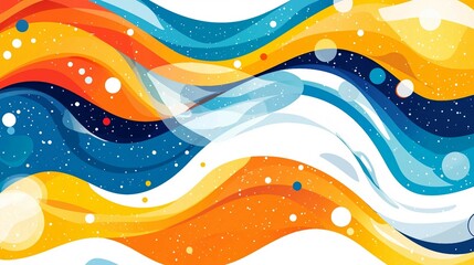 Wall Mural - Vibrant Abstract Waves with Colorful Patterns and Fluid Movement