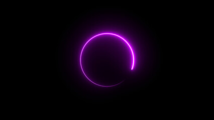 Wall Mural - Abstract purple neon line circle icon illustration background 4k.