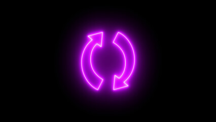 Wall Mural - Abstract Neon arrow icon isolated on black background. Charging and loading arrow icon illustration.