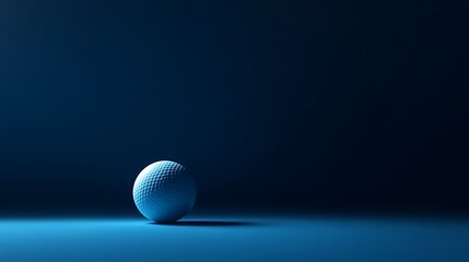 Golf ball highlighted dramatically on a dark blue gradient background