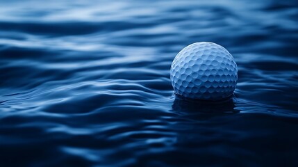 Canvas Print - Stylish composition of a golf ball floating on a deep dark blue surface