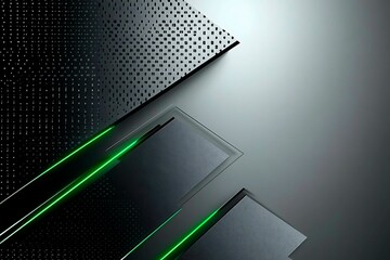 This vector illustration features a gradient green-black circuit board background, highlighted by an abstract technology pattern resembling interconnected circuitry.