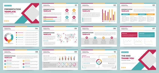 Wall Mural - modern presentation slide templates. infographic elements template set for web, print, annual report