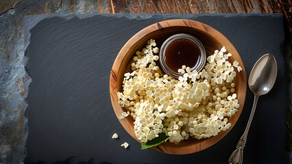 Wall Mural - Elderflower blossoms and syrup