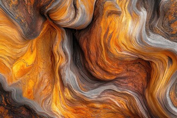 Fototapete - Abstract swirling orange, brown, and gray patterns resembling flowing liquid or marble.