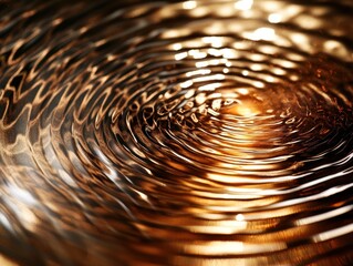 Aufkleber - Close-up of concentric ripples on a dark golden liquid surface.