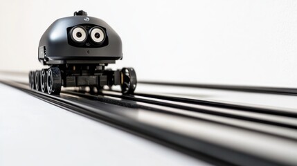 Aufkleber - Small grey robot on tracks, moving forward.
