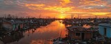 Florida hurricane idea. A dramatic sunset over a flooded area, showcasing the effects of environmental change.