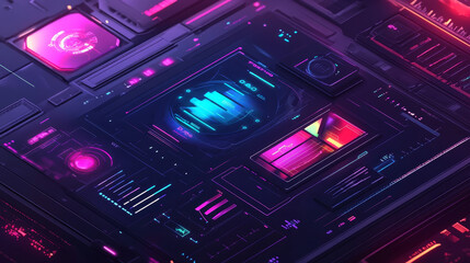 Wall Mural - abstract technology ui futuristic concept cyber security hud interface hologram elements of digital 