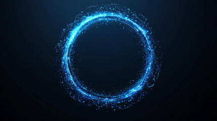 Modern Abstract technology concept communication circle digital on blue background.