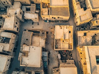 Poster - Aerial view of old town, buildings, rooftops, streets, architecture, urban, city, landscape.