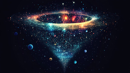 Wall Mural - abstract image of a funnel in the form of a starry sky or space, consisting of points, lines, and sh