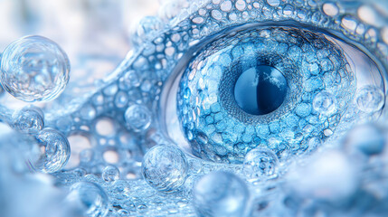 Wall Mural - low poly wireframe technology eye. futuristic concept. vector eye mesh spheres from flying debris. t