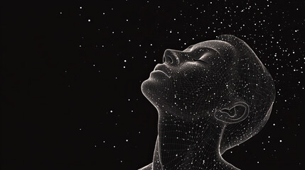 Wall Mural - human body low poly wireframe. vector polygonal image in the form of a starry sky or space, consisti