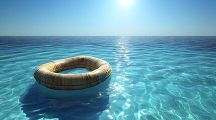 Wall Mural - relaxing pool raft drifting on clear blue water under the bright sun