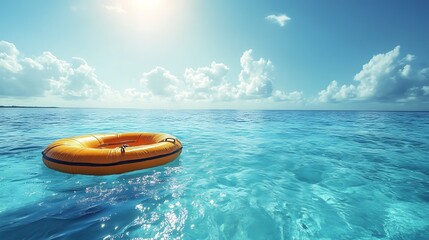 Wall Mural - relaxing pool raft drifting on clear blue water under the bright sun