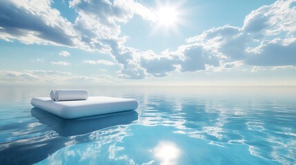 Wall Mural - pool raft on a crystal-clear swimming pool reflecting the bright sunny sky