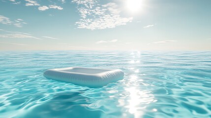 Wall Mural - pool raft on a crystal-clear swimming pool reflecting the bright sunny sky