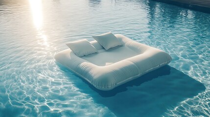 Wall Mural - floating pool raft in a luxurious swimming pool with sunlit water