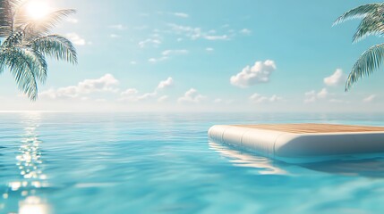 Wall Mural - a calm pool raft floating on a serene swimming pool with sunny weather