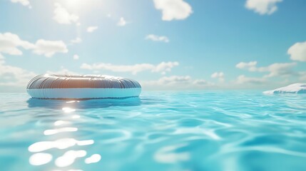 Wall Mural - pool raft peacefully floating in the sparkling swimming pool on a sunny day
